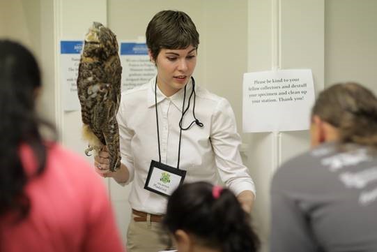 Museum Studies student engages with visitors at the Mayborn Museum